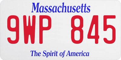 MA license plate 9WP845