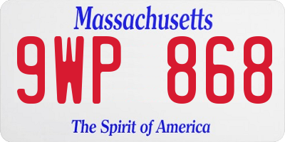 MA license plate 9WP868