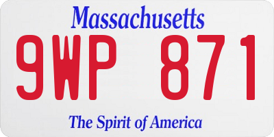 MA license plate 9WP871