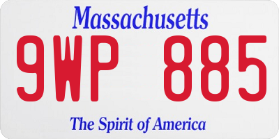 MA license plate 9WP885