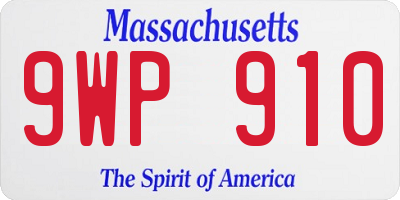 MA license plate 9WP910