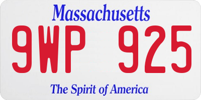 MA license plate 9WP925
