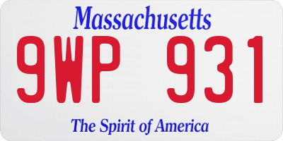 MA license plate 9WP931