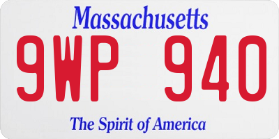 MA license plate 9WP940