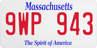 MA license plate 9WP943