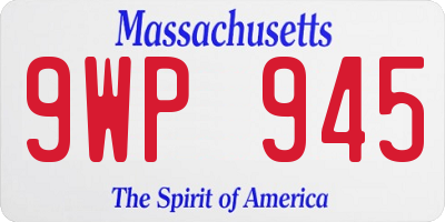 MA license plate 9WP945