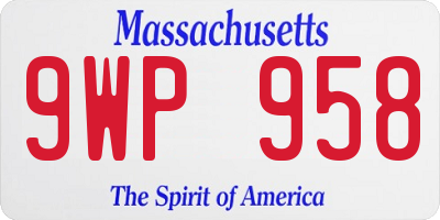 MA license plate 9WP958