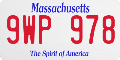 MA license plate 9WP978
