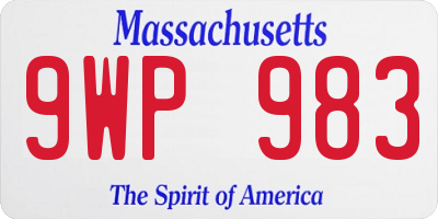 MA license plate 9WP983