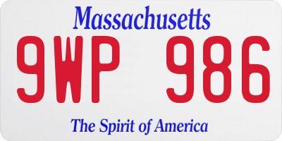 MA license plate 9WP986