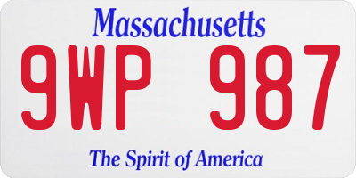 MA license plate 9WP987