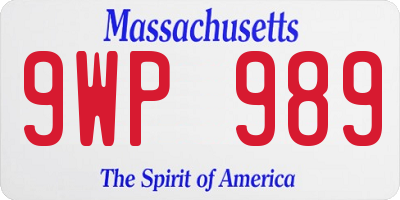 MA license plate 9WP989