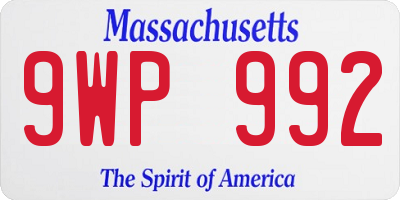 MA license plate 9WP992