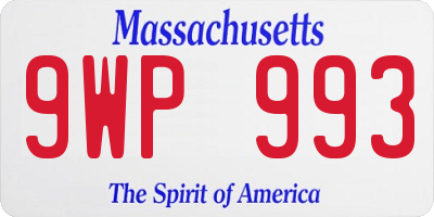 MA license plate 9WP993