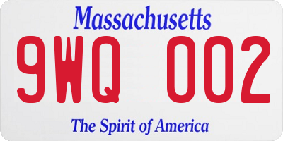 MA license plate 9WQ002