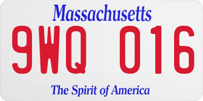 MA license plate 9WQ016