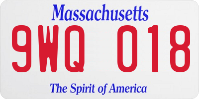 MA license plate 9WQ018