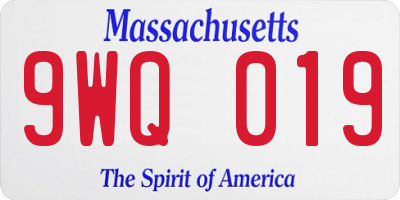 MA license plate 9WQ019