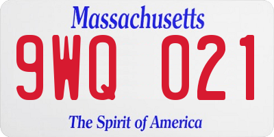 MA license plate 9WQ021
