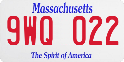 MA license plate 9WQ022
