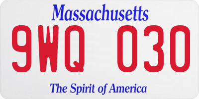 MA license plate 9WQ030