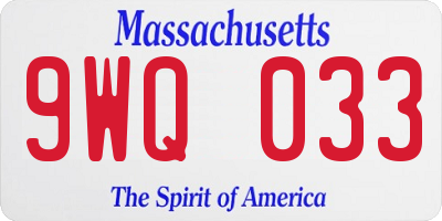 MA license plate 9WQ033