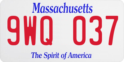 MA license plate 9WQ037