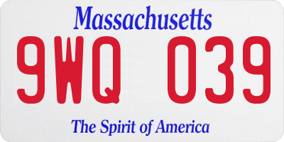 MA license plate 9WQ039