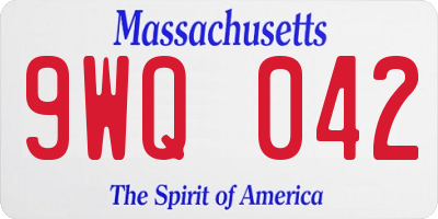 MA license plate 9WQ042