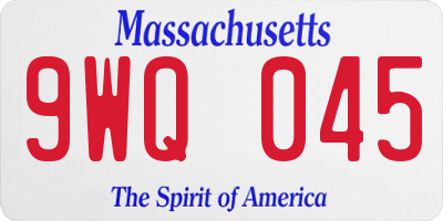 MA license plate 9WQ045