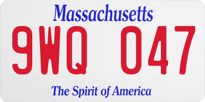 MA license plate 9WQ047