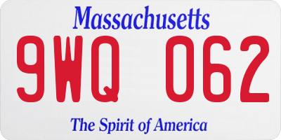 MA license plate 9WQ062
