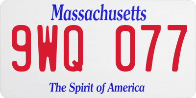MA license plate 9WQ077