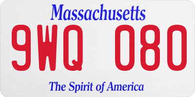 MA license plate 9WQ080