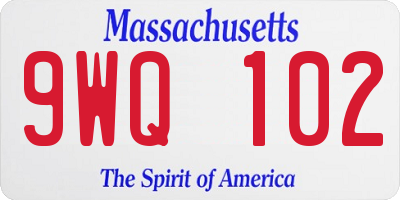 MA license plate 9WQ102