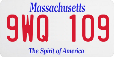 MA license plate 9WQ109