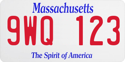 MA license plate 9WQ123