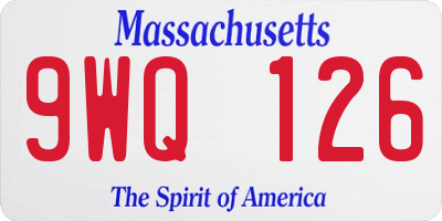 MA license plate 9WQ126