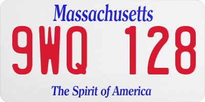 MA license plate 9WQ128