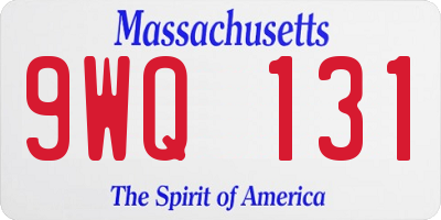 MA license plate 9WQ131