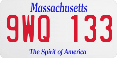 MA license plate 9WQ133