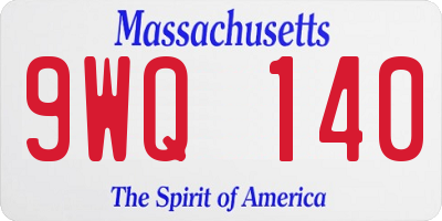 MA license plate 9WQ140