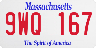 MA license plate 9WQ167