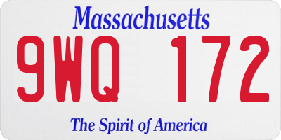 MA license plate 9WQ172