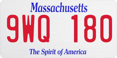 MA license plate 9WQ180