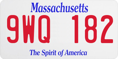 MA license plate 9WQ182