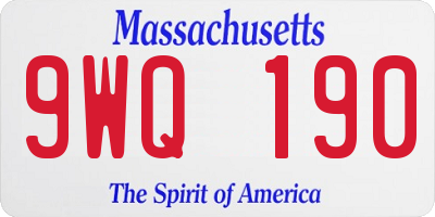 MA license plate 9WQ190