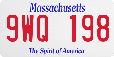 MA license plate 9WQ198