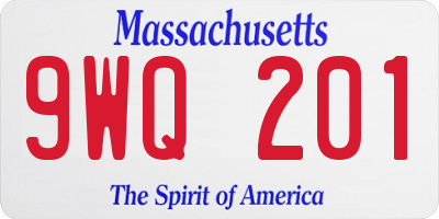 MA license plate 9WQ201