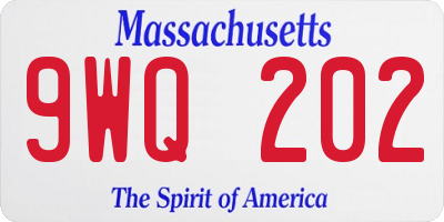MA license plate 9WQ202